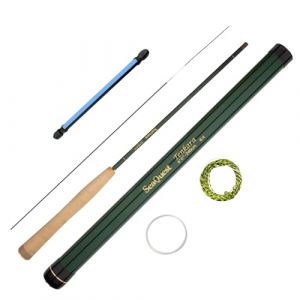SeaQuest Tenkara Canne à pêche à la mouche avec mouches, lignes, kit de démarrage 240 cm (SeaQuest, neuf)