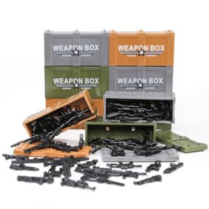 BrickBounty Mallette d’Arme avec 100 Pistolets pour Blocs de Construction de Jouets Militaires, Module de scénario de Guerre pour Figurines d’équipement de l’armée de Soldat (BrickBounty FR, neuf)