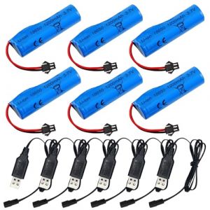 Vegena Lot De 6 3.7v 1200mah Batterie Au Lithium avec Chargeur USB SM-2P RC Batterie De Voiture RC Haute Vitesse pour Les Voitures Mod&egrave;les, Pack De Batterie Haute Performance RC (Astronomy Sp. z o.o., neuf)