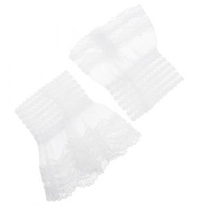 SUPVOX Manchettes en Dentelle Amovibles en Mousseline Blanche Paire Unique Taille Ajustable Accessoires pour Costumes Victoriens Tenues Lolita et Robes de Mari&eacute;e Style Gothique (Curve Saver, neuf)