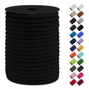 LEREATI Corde Macramé 8mm, 40m Fil Macramé Ficelle Corde Cordon Coton Naturelle, Grosse Corde Douce pour DIY, Porte Plante Mural, Jardin Décoration, Artisanat (Noir) (LEREATI, neuf)