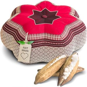 Livasia Coussin de m&eacute;ditation &eacute;toile Grande Taille - &Oslash; 40x20cm - Coussin de Yoga kapok, Pouf, Coussin de Sol Yoga Zen m&eacute;ditation, Coussin zafu Jardin Balcon, Coussin d&rsquo;Assise Fait Main (Rouge Rubis) (livasia, neuf)