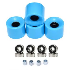 Lot de 4 roues de longboard 60 x 45 mm 78A avec roulements ABEC9 pour mise à niveau et ajustements de skateboard (bleu) (youwort, neuf)