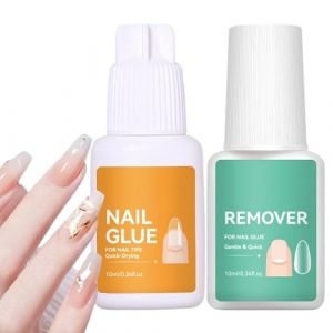 Kit de colle &agrave; ongles et de dissolvant - Colle gel puissante avec formule &agrave; s&eacute;chage rapide | Kit de colle et de dissolvant pour ongles artificiels, r&eacute;parations, d&eacute;corations ainsi que manucure de salon (JiaYunYiEle, neuf)