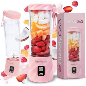 BlendyGo 3 Mixeur portable, Blender Électrique, Mini Portable Blender, Mini Mixeur Smoothie USB pour smoothies, Smoothie-Maker to go, 550 ml, sans BPA, Technologie PulseMotion & BlendPro (Rose) (BlendyGo, neuf)
