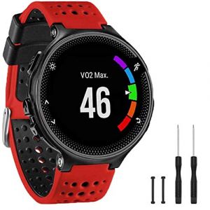 TopPerfekt Bande Compatible avec Garmin Forerunner 235, Bracelet Montre de Remplacement en Silicone Souple pour 220/230/235/620/630/735XT/235 Lite Montre Intelligente pour Femmes Hommes (Rouge/Noir) (TopPerfekt FR, neuf)