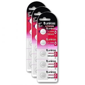 Uniross Pack de 3 x 5 Piles Lithium CR1632, 3V (Stock Bureau Maison Bien-&ecirc;tre, neuf)