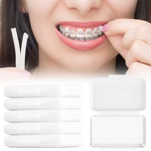 Cire Orthodontique, Cire Dentaire, Cire Orthodontique Dentaire, bandes de cire dentaire dentaire pour soulager les irritations et les douleurs - Blanc neutre au go&ucirc;t,Lot de 5/25 (QANEASS, neuf)
