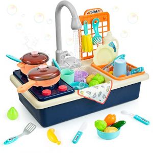 Diealles Shine Jouet Évier et Vaisselier de Cuisine pour Enfant, Ustensiles et Lave-Vaisselle pour Garçon Fille (Bleu) (Litschitek Store, neuf)