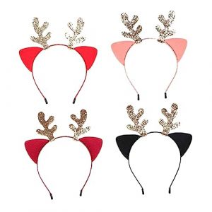 NOLITOY 4 Pièces coiffe de fête bandeau noel déguisement noel costume noel Décorations de fête Décorations d'arbre de Noël cerceau de cheveux en bois de cerf cerceau de cheveux de noël (M.Meteorite, neuf)