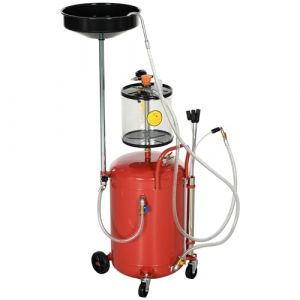 DURHAND R&eacute;cup&eacute;rateur d'huile de vidange d'huile usag&eacute;e Portable 2-en-1, &eacute;quip&eacute; de Roues, Hauteur r&eacute;glable et vidangeur d'huile pneumatique de 80 L, Rouge (Aosom FR, neuf)