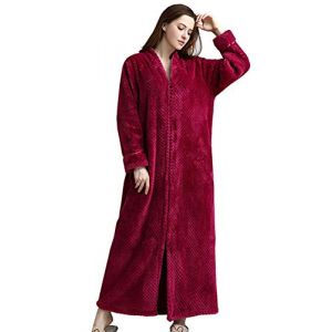 Kinloy Robe de chambre de luxe pleine longueur pour femmes, robe d'hiver moelleuse super douce, l&eacute;g&egrave;re, v&ecirc;tement de nuit de maternit&eacute;, v&ecirc;tement de d&eacute;tente, rose rouge, M 8-10 UK (Chaobaihuo, neuf)