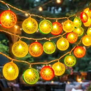 LIAVOP Guirlande lumineuse citrons 3m 20 LED – Guirlande décorative tricolore à piles – Lumières décoratives citron jaune orange vert – Guirlande lumineuse intérieure extérieure fête terrasse (MATTHAIOU, neuf)