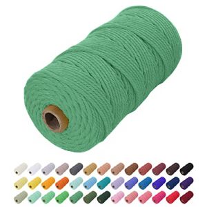 Uiopa Corde Macram&eacute; 2mm x 200m, Fil Macram&eacute; Coton Corde Coton Naturelle, Ficelle Cordon Macram&eacute; Cordelette 2mm pour Tenture Murale, Porte Plante Mural, Rideau, D&eacute;coration Boh&egrave;me (Vert) (XEYUAN, neuf)