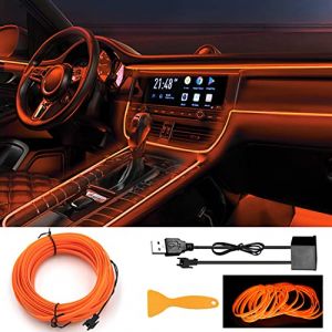 EL Wire Bande Lumineuse LED pour intérieur de Voiture, Fil néon USB avec Bord de Couture de 6 mm, 500,4 cm, Fil électroluminescent (EL), kit d'éclairage d'ambiance pour décoration (YEKUYEKU, neuf)