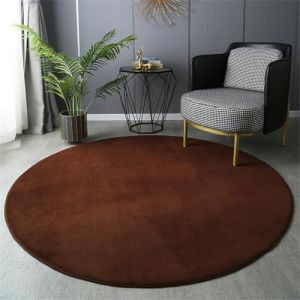 Highdi Tapis rond antid&eacute;rapant - Couleur unie - 60/80/100/120 cm - Couleur unie - Marron (Highdi, neuf)