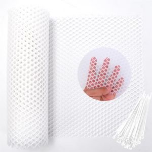 Rouleau de grillage en plastique pour poulailler 0.3 x 3m Filet de Clôture en Plastique Maille avec 25 Pcs Sangles Fixes, Grillage Hexagonal pour Volaille Clôtures Jardin (xizhao777, neuf)