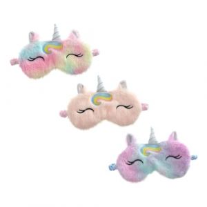 FRCOLOR 3 Pièces cache-oeil licorne masques pour les yeux masque d'animaux masque chauffant pour les yeux sommeil masques patch yeux bandeau yeux ombre à paupières sieste bandeau Peluche (Laners, neuf)
