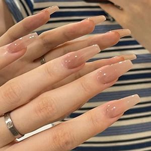 AKOFIC 24 Pi&egrave;ces Carr&eacute; Faux Ongles Fran&ccedil;ais, Rose et Blanc Faux Ongles de Cercueil avec Colle &agrave; Ongles, Press On Nails Faux Ongles &agrave; Coller Nail Art pour Femme et Fille (Akofic, neuf)