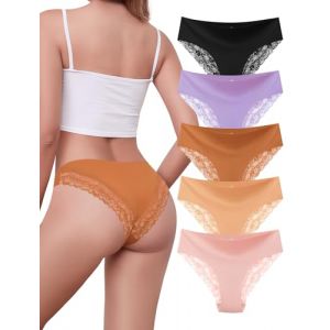 VOENXE Culotte Femme Dentelle Slip,Women sous-VêTements,Bas De Bikini éLastique,Feminins Confortable Underwear,Soft Panty,Sport Hipster,Sexy Panties,Multipack Lot De 5 (Voenxe, neuf)
