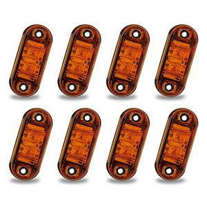 Biqing 8PCS Feu de Gabarit Remorque Jaune, Feux de Gabarit Feux De C&ocirc;t&eacute; Led Universel 12V / 24V pour voiture camion van remorques camion bus de voiture (YuanGu, neuf)