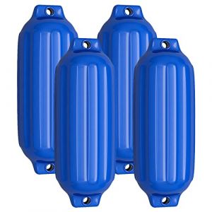 COSTWAY Set de 4 Pare-Battage Gonflables 58 x 16,5 cm en PVC à Deux Œillets Nervurés pour Ponton, Voilier, Hors-Bord (Bleu) (FDS GmbH, neuf)