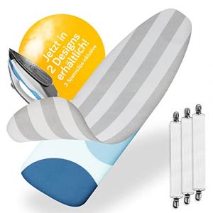 Yellocean Housse de Table à Repasser 120x40 pour Fer à Repasser Vapeur avec Rembourrage | Housse de Repassage Moderne avec Élastique et Tendeurs (Gris-Blanc) (Flipfeld, neuf)