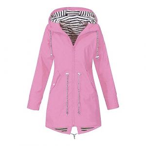 MOKBAY Manteau Imperm&eacute;able Femme Rose Vif Randonn&eacute;e L&eacute;g&egrave;re Longue Capuche Parka Impermeable Vetement de Pluie Veste Chaude Parka Sport Manteau Court Femme Hiver Rose Vif XL (MOKBAY, neuf)