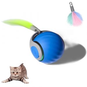 XUNNIU Nouvelle Bleu fonc&eacute; Balle Jouet interactif Chat/Chien, Jouet Chat avec Queue Duveteuse, Balle Chien Qui Bouge Toute Seule,Speedy Tail, Jeux Chat et Chien (YECAI-EU, neuf)