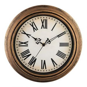 Plumeet Tr&egrave;s Grande Horloge Murale R&eacute;tro, Horloge Silencieux Classique de 25cm pour Salon, Chambre de Coucher ou Bureau, Horloge Murale &agrave; Chiffres Romains, Aliment&eacute; par Piles (VoolanDirect EU, neuf)