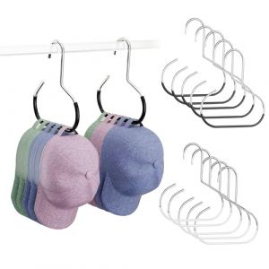 momgyaamz Porte Casquette, Support Casquette en Acier Inoxydable, Mini Range Casquette, Rangement Casquette Suspendu, Porte Chapeau pour Chambre à Coucher, Placard, Bureau, 10 Pcs (Blanc + Noir) (Myanstore, neuf)