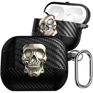 Fofvccv Coque AirPods 4 (2024) en Fibre de Carbone &ndash; &Eacute;tui de Protection 3D T&ecirc;te de Mort Mal&eacute;fique avec Mousqueton Housse Antichoc Cover Compatible avec Apple AirPods 4&egrave;me G&eacute;n&eacute;ration.Skull Gold (Fofvccv, neuf)
