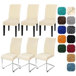 Yugarlibi Lot de 6 housses de chaise extensibles pour chaise basculante - Amovible et lavable - Protection pour cuisine, restaurant, hôtel, banquet, mariage (beige, 6 pièces) (Yingchengda Direct Store, neuf)