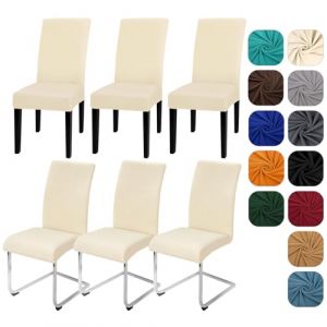 Yugarlibi Lot de 6 housses de chaise extensibles pour chaise oscillante - Housses élastiques - Amovibles - Lavables - Protection pour cuisine, restaurant, hôtel, banquet, mariage - Beige (Yingchengda Direct Store, neuf)