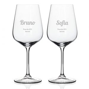 Wanapix | Pack 2 Verres à Vin Personnalisés | Verre à Vin en cristal gravés | Pack de Verres à Vin en cristal Bohème personnalisables par gravure | Texte (Wanapix, neuf)