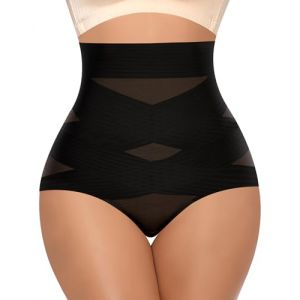 YARRCO Culotte Gainante Femme Ventre Plat Gaine Amincissante Invisible Taille Haute Slips Gainant Culottes Sculptantes Panty Gainant sans Couture Minceur Shapewear Slip Confortable (Noir-Mid Waist,S) (YARRCO, neuf)