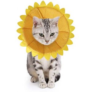 SLSON Collerettes pour Chiens Chat Anti-Morsure Protection Ajustable Collier de Récupération Comfy Cone pour Chiens et Chat avec Adorable Motif de Tournesol Jaune(S) (SLSON, neuf)