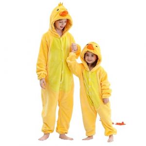 HAHASHOW Combinaison Pyjama Enfant Grenouillère Surpyjama Enfants Cosplay Cartoon Animaux à Capuche Unisexe Grenouillères Vêtements de Nuit Garcon Fille 5-6 Ans, Le Canard (BabyHome Supply, neuf)