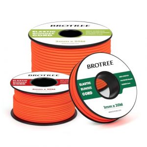 Brotree Cordon Elastique Corde Élastique 1mm x 10m Fil Elastique Couture Sandow Elastique Rond pour Bracelet, Couture, Perle, Collier, Bijoux, Chapeaux, Tente et Sac Dos - Orange Fluo (Brotree EU, neuf)