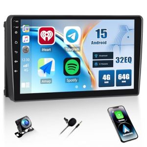 CAMECHO 4+64G 9" Autoradio pour Ford Transit 2009-2016 Focus 2005-2008 avec caméra de recul DSP, Android 15 sans Fil Carplay Bluetooth HD Radio avec Android Auto GPS WiFi FM/RDS Mirror Link +Canbus (dahuanhuan, neuf)
