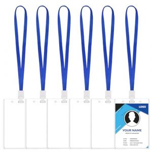 6 Pi&egrave;ces A6 Porte Carte svec Cordon, Transparent Porte-Badge en Plastique, 11x16 cm Porte-Badges Verticaux &eacute;tanche, pour Carte D'Identit&eacute;, Carte de Bus, Carte D'&eacute;tudiant, Bureau, &eacute;cole, Exposition (hejiuwenhua, neuf)