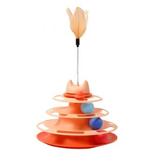 Teksome Jouet d'exercice à roulettes pour chat – Jouet interactif pour chaton – Puzzle d'exercice physique mental amusant | Circuit circulaire amusant avec balles mobiles (tangzkc, neuf)