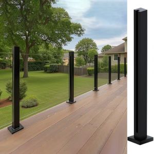 Cvter Garde-corps en Verre Acier Inoxydable - 85cm Poteau de Balustrade en Verre Noir, Syst&egrave;me de Balustrade en avec Robinets, Fentes pour Terrasse, Balcon, Piscine, Jardin, Fin du message (liujianjun-us, neuf)