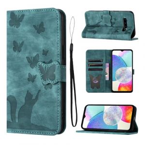 LSPCASA &Eacute;tui pour Samsung Galaxy S10 4G/5G 6.1 Mat&eacute;riau en Cuir PU Coque Samsung S10 avec Fentes pour Cartes Housse Protection Motif Papillon Chat Coque S10 Samsung Vert (SINGGEADA, neuf)