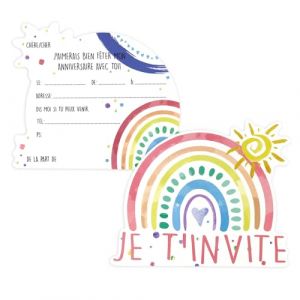 SHOWHEEL Carton Invitation Anniversaire Fille 12 Pi&egrave;ces, Invitation Anniversaire Arc en Ciel, Carte invitation anniversaire Arc en Ciel, Decoration AnniversairE arc en ciel (MEIQIONGSHAO LIMITED, neuf)