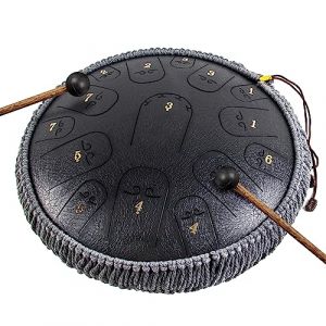 Handpan,Horse Tambour en Acier Steel Tongue Drums à 14 Pouces 15 Tons Clé en C Kit de Batterie en Acier Avec Maillets de Batterie Autocollants Médiators et Support de Maillet et Sac de Transport (horse-uk, neuf)