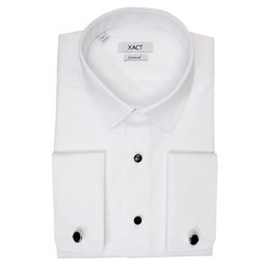 Xact Chemise de Smoking Formelle pour Hommes avec Poignets Doubles - Boutons de Manchette Inclus (White - Standard Collar - Black Buttons) 44 (Xact Clothing, neuf)