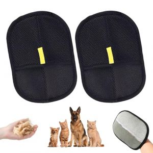 NYZQIW 2 Pi&egrave;ces Gant Poil Chat,Gant pour Enlever Les Poils de Chat,Gant Anti Poils Animaux pour Lavage D&eacute;m&ecirc;Lage Et Toilettage, Gant Brosse Chat pour Canap&eacute; Meubles Tapis Si&egrave;ge Auto (H-OU, neuf)