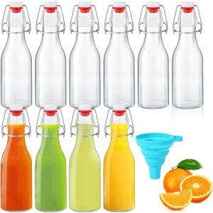 ZZXLOPEZ Lot de 10 Bouteille Verre 250ml, Bouteilles à Liqueur et à Remplir Avec Bouchon à Étrier, Entonnoir, Bouteille en Verre avec Bouchon pour le Stockage de Bière, Vinaigre, Jus de Fruits, Sirop (LOLAVIAN GUG S.R.L., neuf)