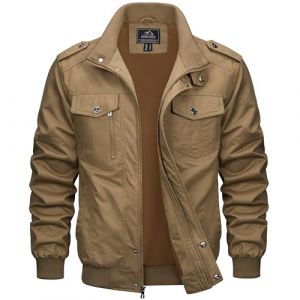 MAGCOMSEN Veste Militaire Homme, Cargo d'extérieur Mi-Saison Pour, Coupe-Vent, Pour le Printemps Décontractée en Coton, Col Montant, Veste de Travail à Poches Multiples (MAGCOMSEN SHOP, neuf)